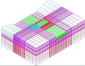 图1 泵站-组合地基-水体流固耦合模型 图1 泵站-组合地基-水体流固耦合模型
